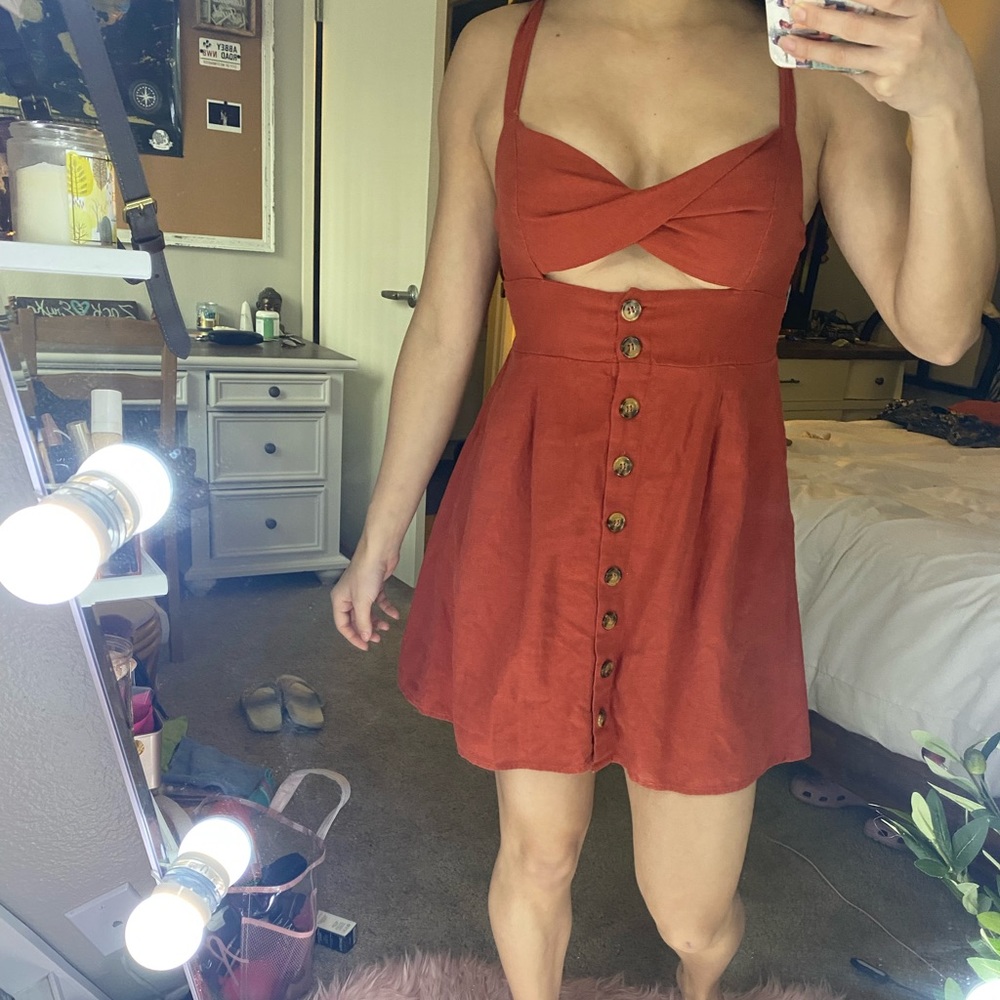 Twist top rustic orange dress